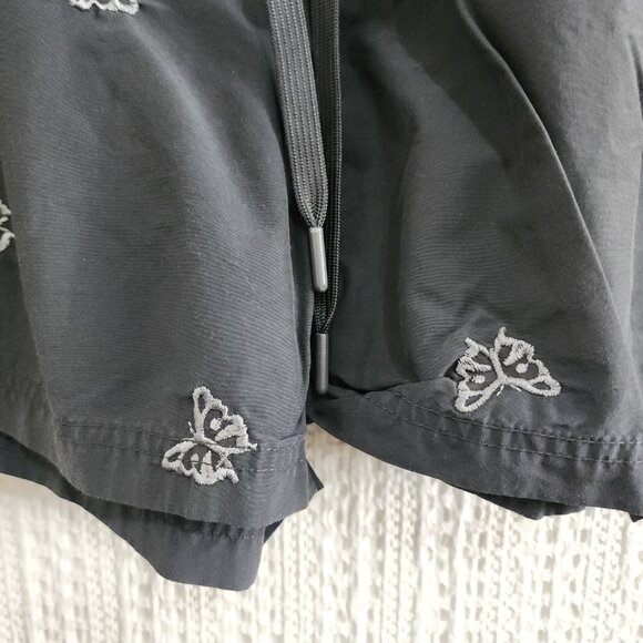 Urban Outfitters Embroidered 5” Nylon Short Gray Butterfly Y2K Inspired Large - Picture 6 of 13